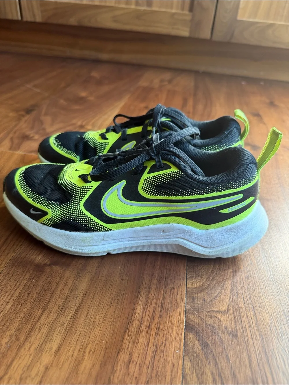Nike Kids Black and Neon Yellow Athletic Sneakers